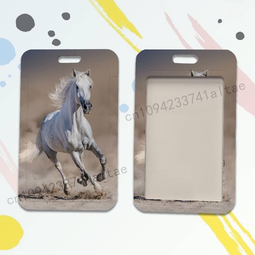 

Galloping Movement Horse Badge Holder Pass Bus Work Card Cover Chest Pocket Students Gift ID Card Holder 70x110 mm