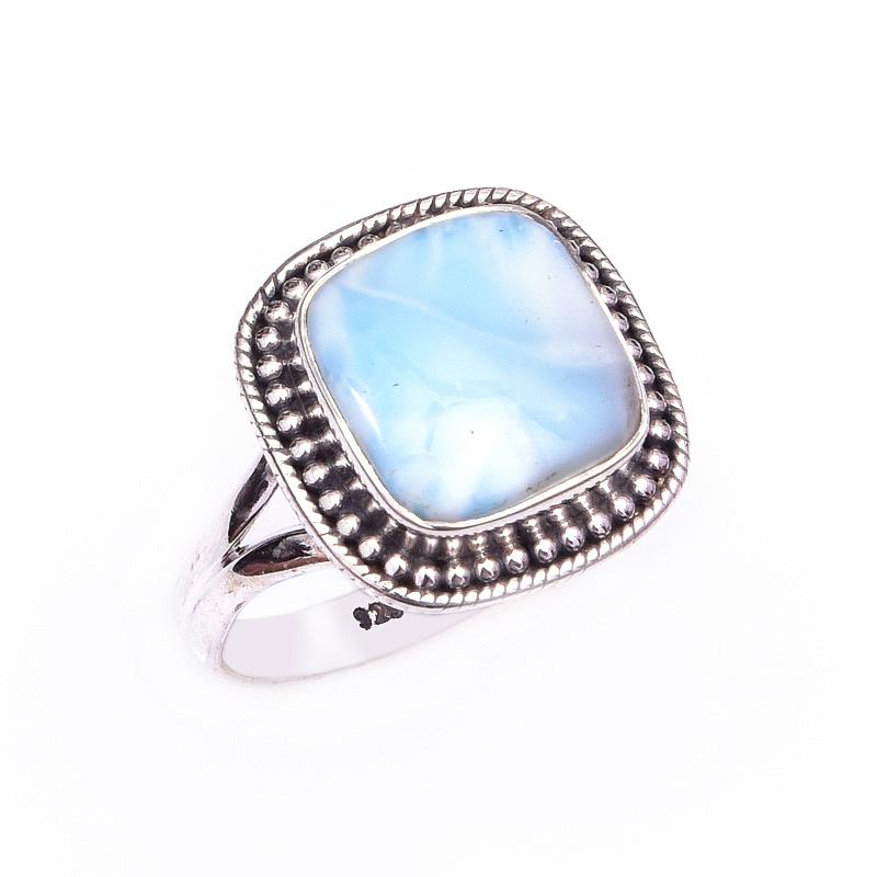 Natural Republic Larimar Gemstone Handmade 925 Sterling Silver Ring Size 10 d2a56