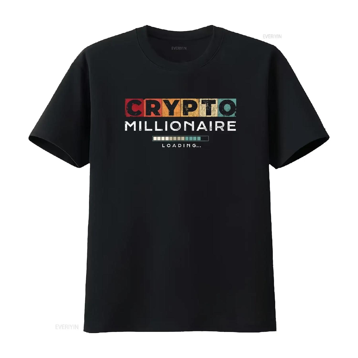 Crypto Millionaire T Shirt Vintage Bitcoin vintage Washed Casual streetwear Slightly homme fashion designer clothes Stylish S