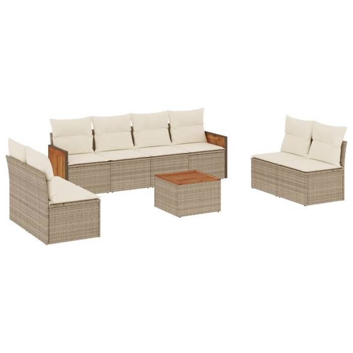 VidaXL Garden Lounge Set with Cushions 9 Pcs, Patio Sofas, Furniture Set, Outdoor Terrace Furniture, Beige 3259979