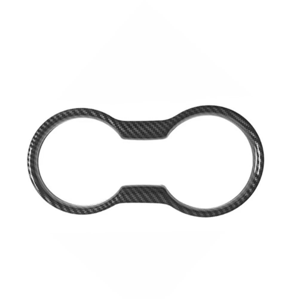 Car Water Cup Holder Frame Cover Carbon Fiber Interior Trim Molding Cup Holder Cover Accessories for Ford Mustang 2015- 2025