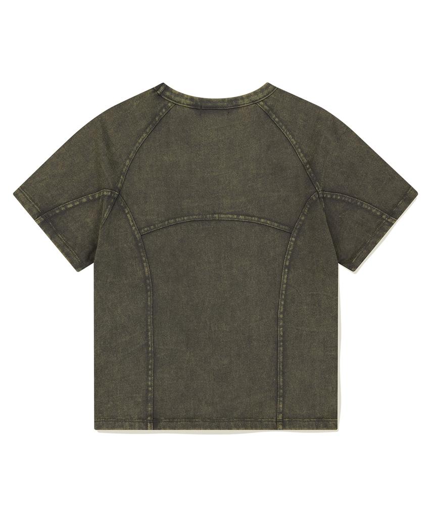 MAHAGRID Washed Curved Tee Charcoal(Mg2Fmft588A)