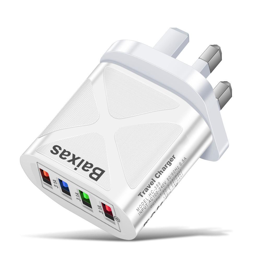 4-Port USB Travel Charger 5V/2.4A Fast Charge - AU/EU/UK/US Plug