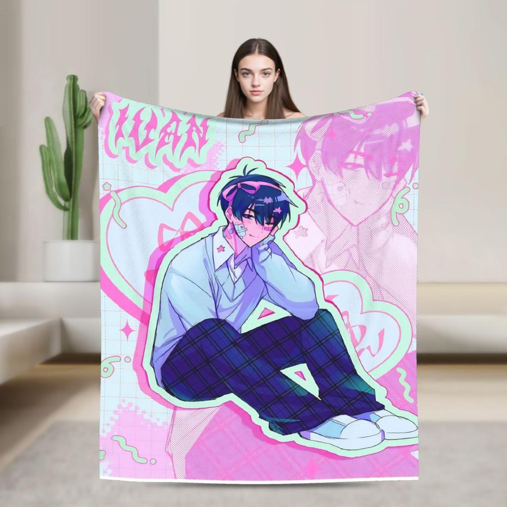 Soft Warm Blanket Decorative Alien Stage Manga Character Artwork Throw Blanket Flannel Bedspread For Couch Bed Sofa Bed Cover