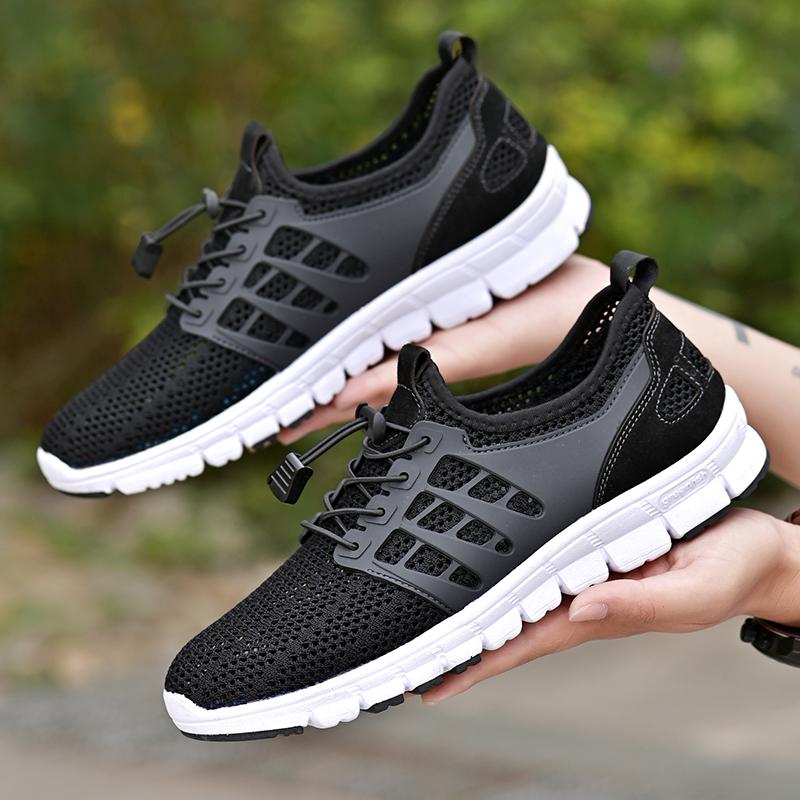 

Модная мужская уличная обувь для ходьбы с мягкой подошвой, дышащая, для бега трусцой, tenis masculino, удобная, сетчатая, с застежкой, легкая, повседневная, для тренировок 44 чёрный