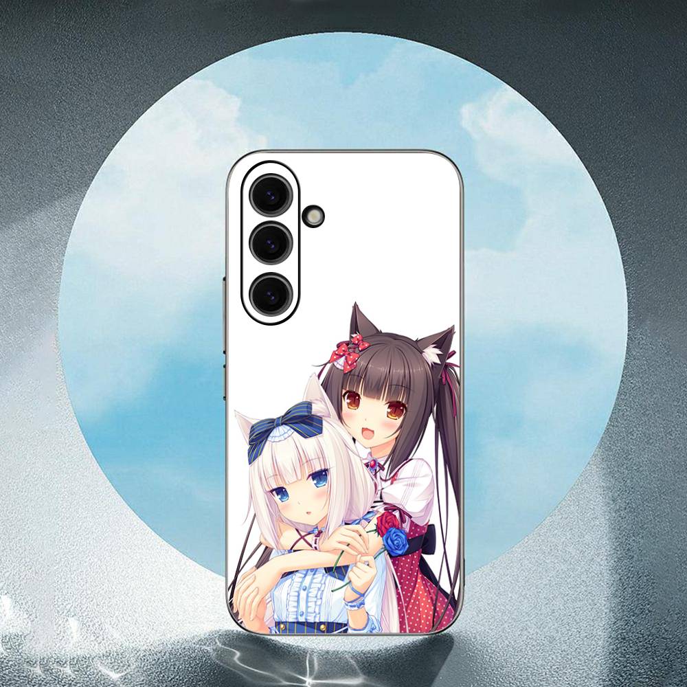 N-NEKOPARA Luxury Black Phone Case For Samsung Galaxy S23 S24 S25 Ultra S22 Plus S21