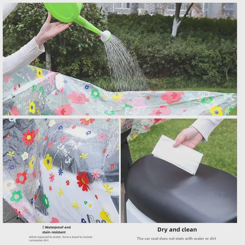 Transparent PEVA Rainproof Dust Cover for Cars & Motorcycles - Universal, Four Seasons, Cartoon Design, Dustproof & Sunscreen Protection.