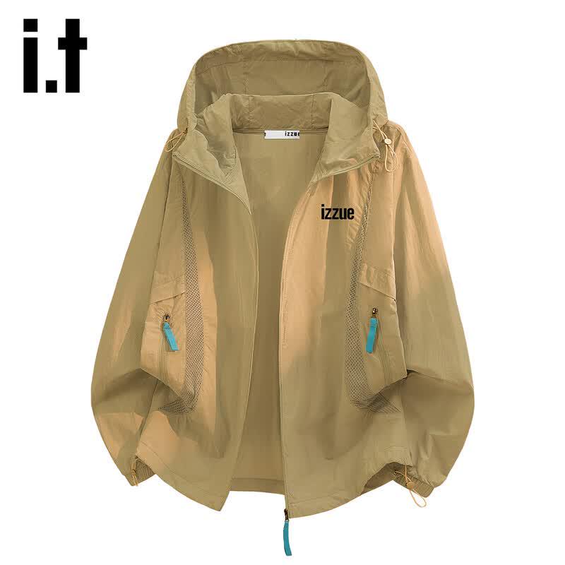 izzue it Men s UPF50+ Ice Silk Quick-Dry Hooded Sun Protection Jacket S