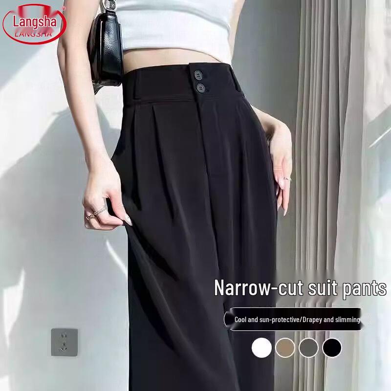 

Langsha Women s High-Waisted Thin Wide-Leg Suit Pants 2XL