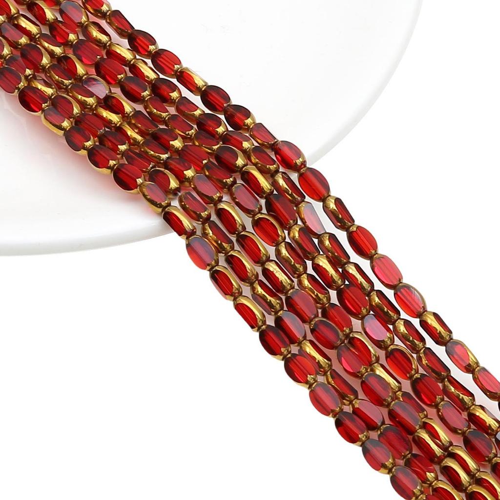 Oval Faceted Gold-Edged Glass Crystal Rice Beads for Jewelry Making