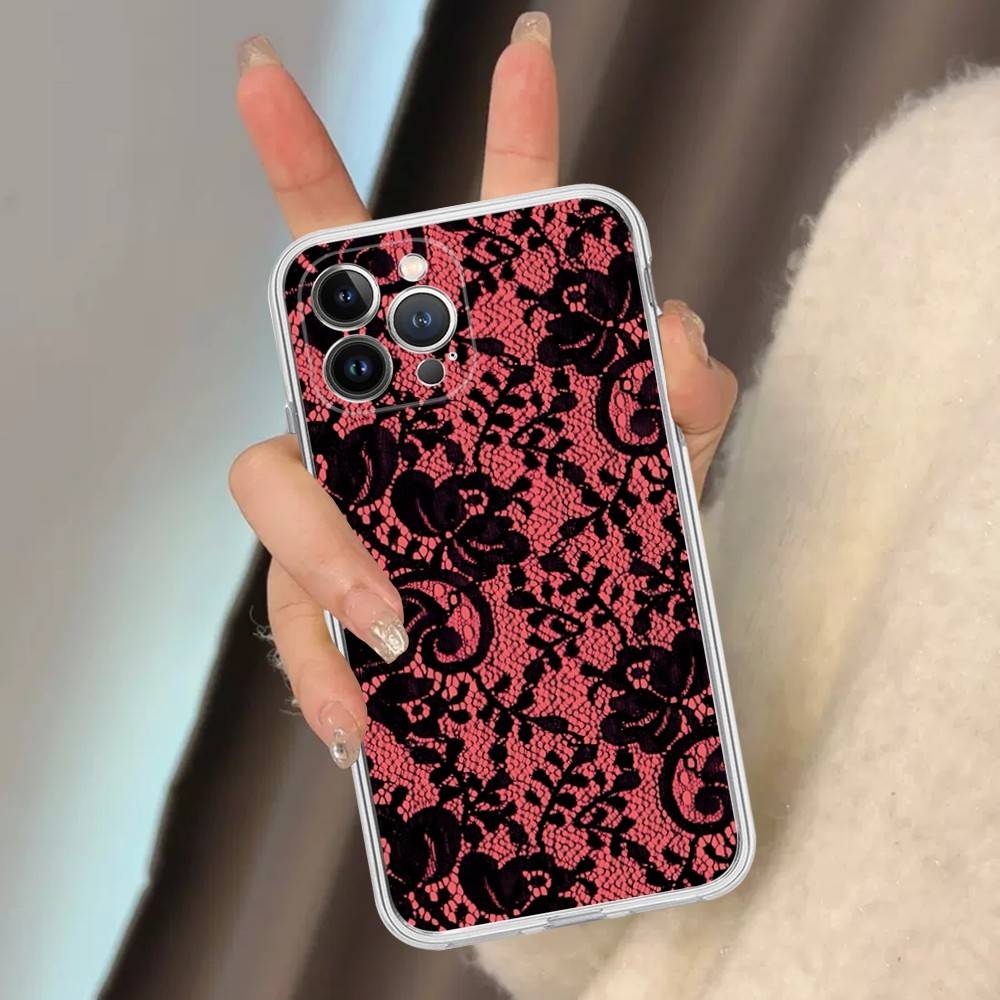 Lace Style Transparent Phone Case For IPhone 17 Air 16 Pro Max 15 14 13 12 11Plus Shockproof Cover