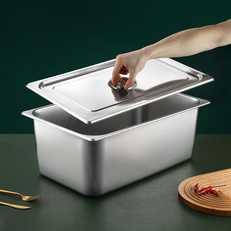 Quadratische Servierschüssel aus Edelstahl mit Deckel für Fast Food, Milchtee, Gewürze oder Hot Pot