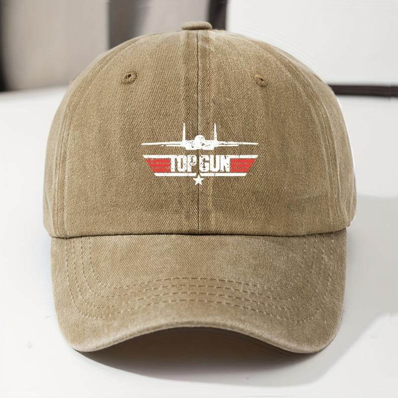 

Ретро бейсболка с принтом самолета Top Gun - Стильная папина шляпа для мужчин, Серая с красной повседневная уличная кепка