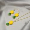 Small Fresh Fruit Pineapple Necklace Set with Sweet Temperament and Versatile Earrings