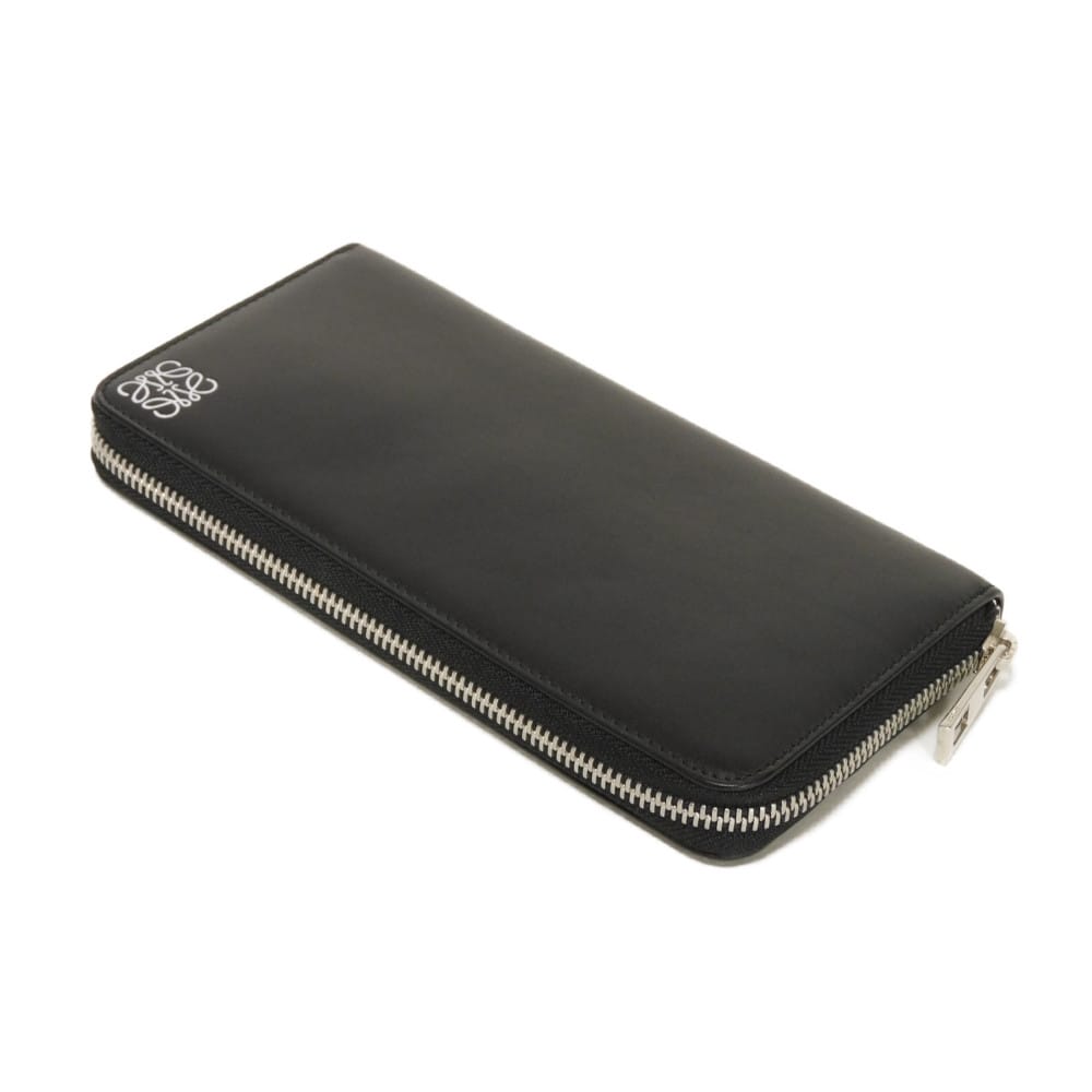 Used 12695 Zip Around Wallet 109N54.F13 7940 White Smooth Calfskin Zip Around Anagram Embossed Black Unisex from Japan