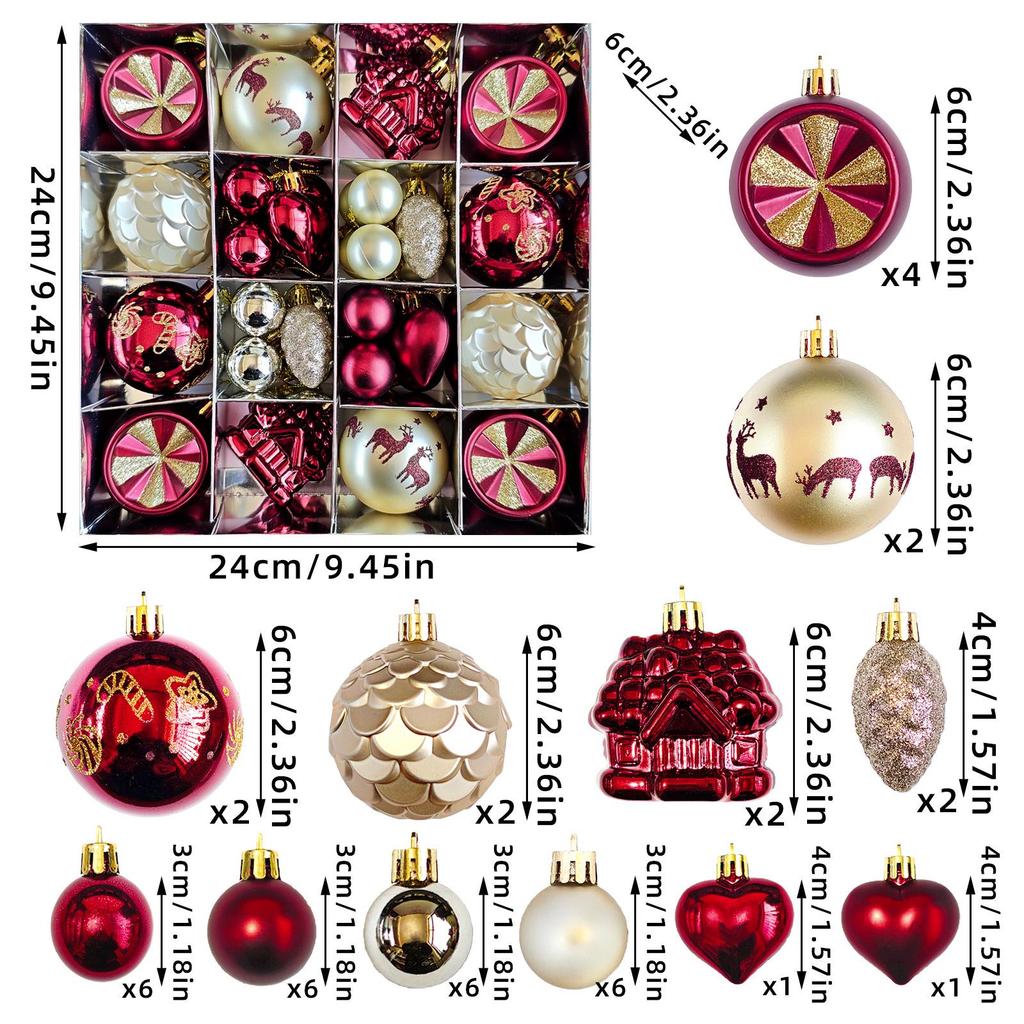 6cm Electroplated Shiny Irregular Christmas Tree Ball Set