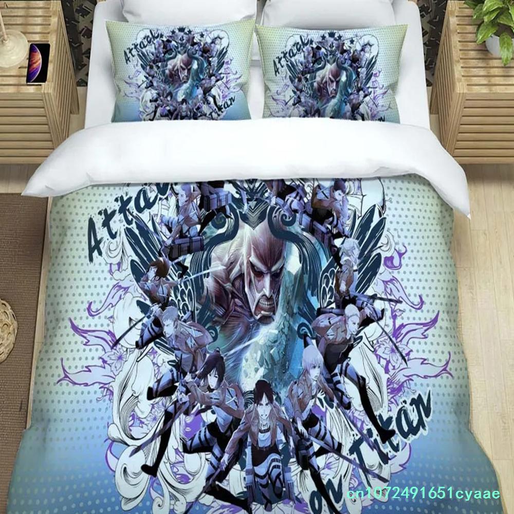Attack On Titan Printed Polyester Bedding Bedding Set Quilt Cover Pillowcase Soft And Comfortable Customizable