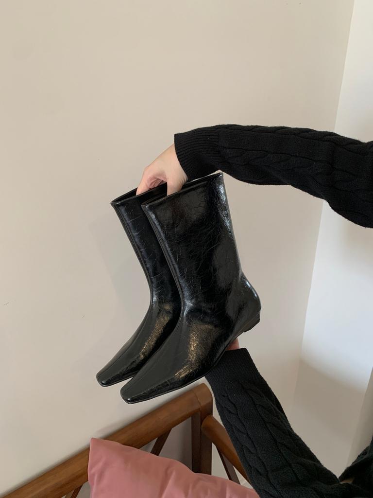 Soft sole temperament high heel thin boots women's boots 2025 fashion new versatile side zipper short boots women's flat bottom fashion trend