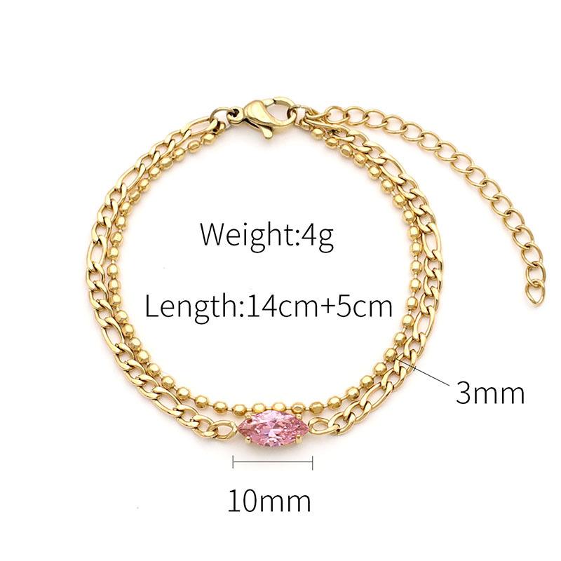 Stylish And Simple Double-Layer Chain, Rhombus Zircon Bracelet, Girls  Exquisite And High-End 18K Titanium Steel Jewelry.