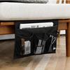 Organizador de Cabeceira 4 Bolsos Saco de Armazenamento Suspenso para Cama Sofá Porta-Bolsa para Livro Telefone Óculos Controle Remoto da TV(Preto)