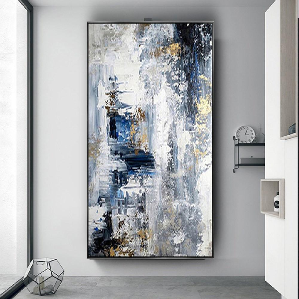 Best Art Handmade Wall Art Pictures Gold Blue Gray Yellow Texture Abstract Oil Painting On Canvas Wall Paintings Decor Home S