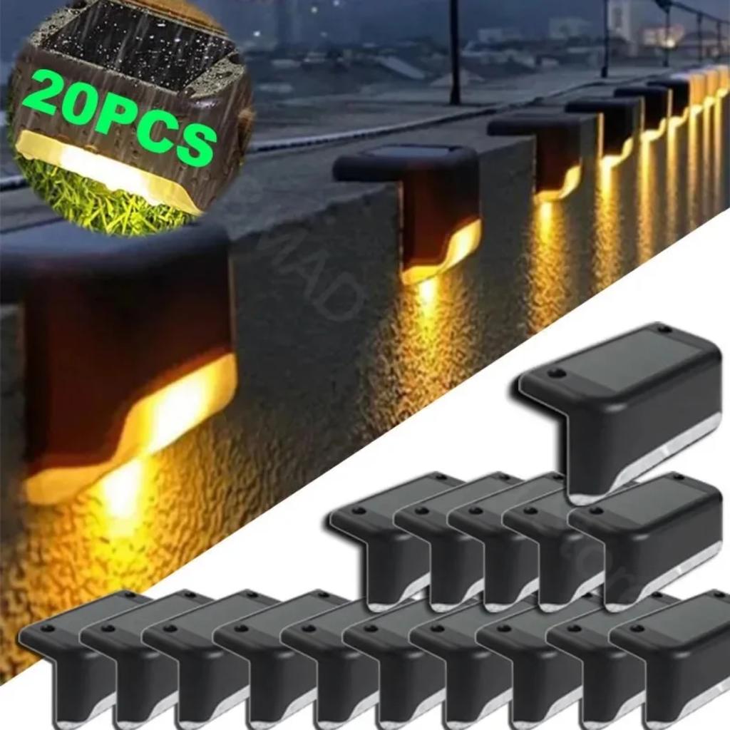 New Warm White LED Solar Step Lamp Path Stair Outdoor Garden Lights Waterproof Balcony Light Decoration  Patio Stair Fence Light