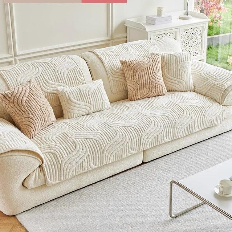 Winter Fluffy Short Plush Sofa Cushion Cover New Modern Simple Style Sofa Protector Pad for Cozy Home