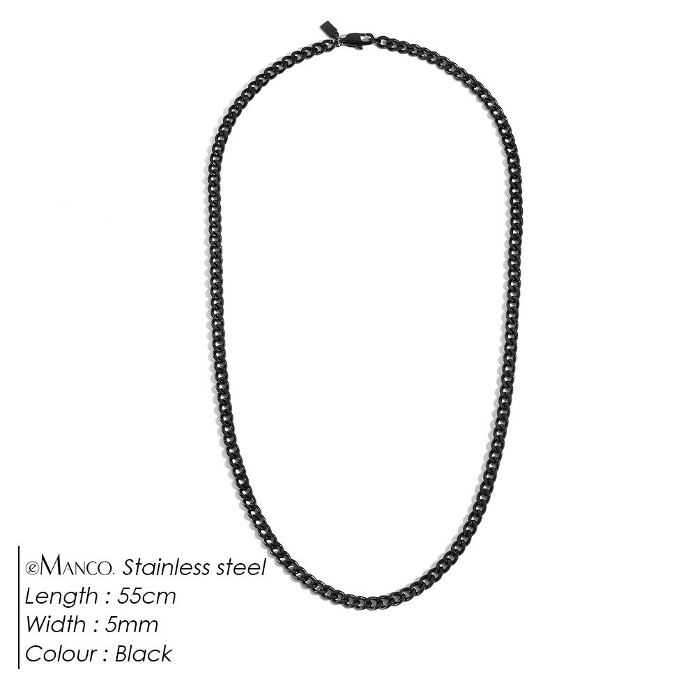 EMANCO Gold Color Stainless Steel Necklace Hip-Hop Style Cuban Chain Element Wear Trendy Fashion Men's Jewelry Necklaces