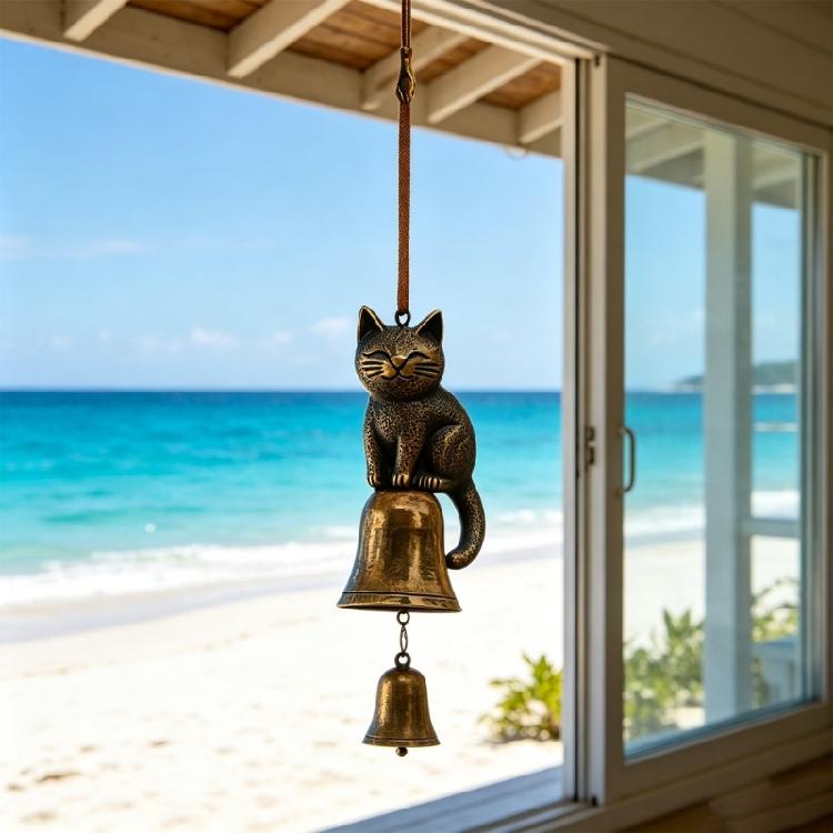 Automotive Rearview Mirror Decoration Elegant Cats Shaped Wind Chimes Ornament with Soft Chimes Sound for Home and Garden