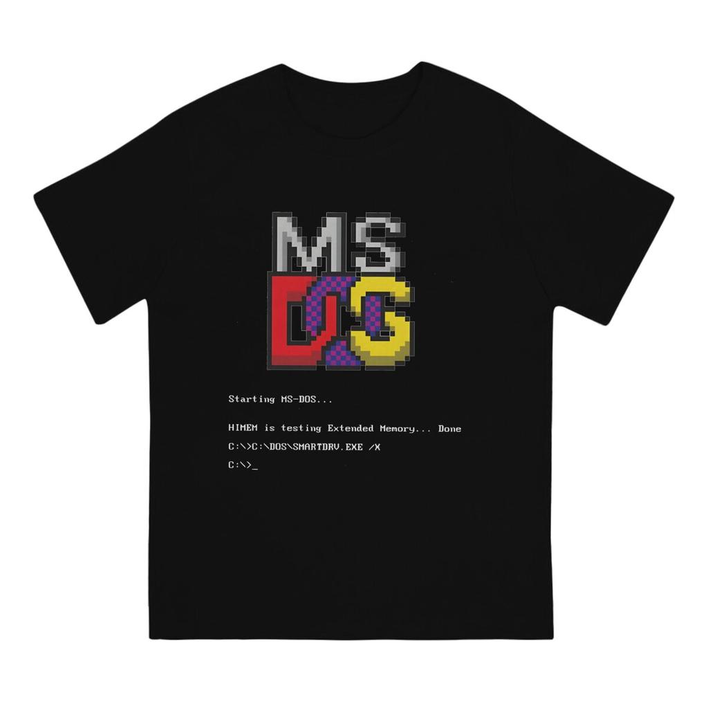 Elegant T-Shirt for Men MS-DOS Funny Cotton Tee Shirt Round Collar Short Sleeve T Shirt Printed Clothes