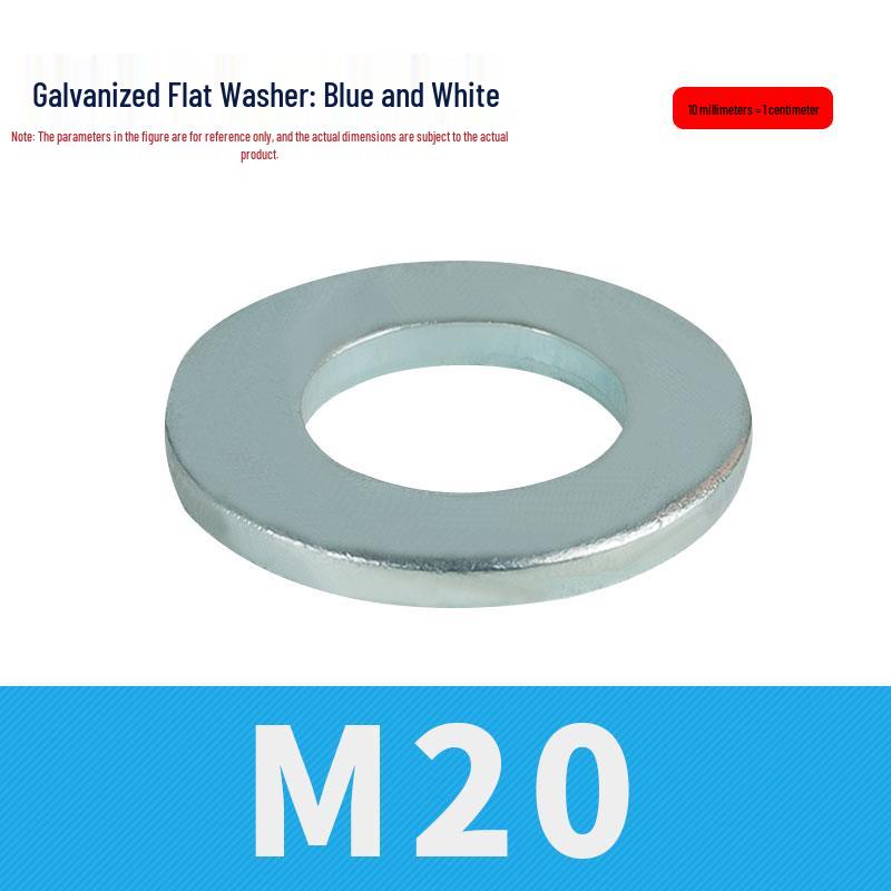 8.8 Grade Blue-White Zinc Galvanized Thickened Flat Metal Washer, M3-M48.
