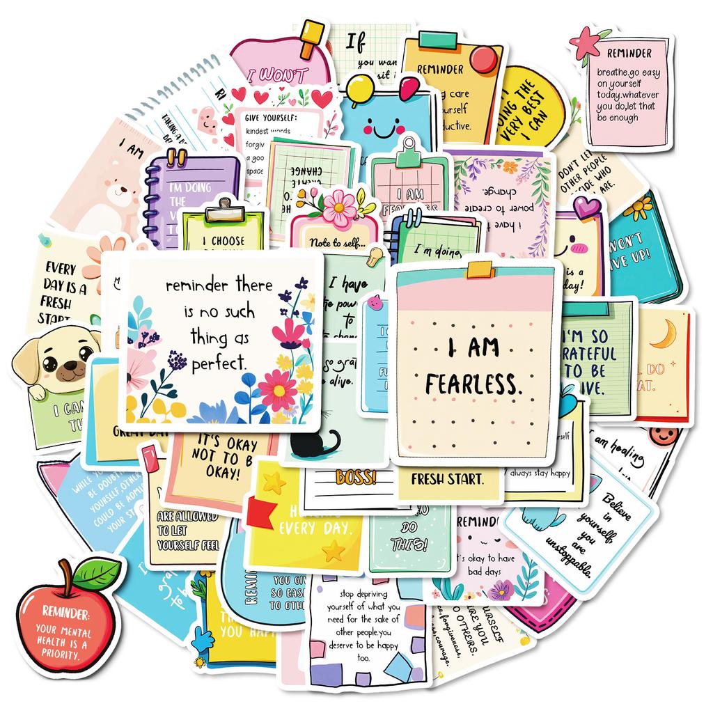 Neue 50 Selbstbestätigungs-Englisch-Graffiti-Aufkleber Klein Frisch Ins Niedliche Textetiketten Handkonto-Aufkleber