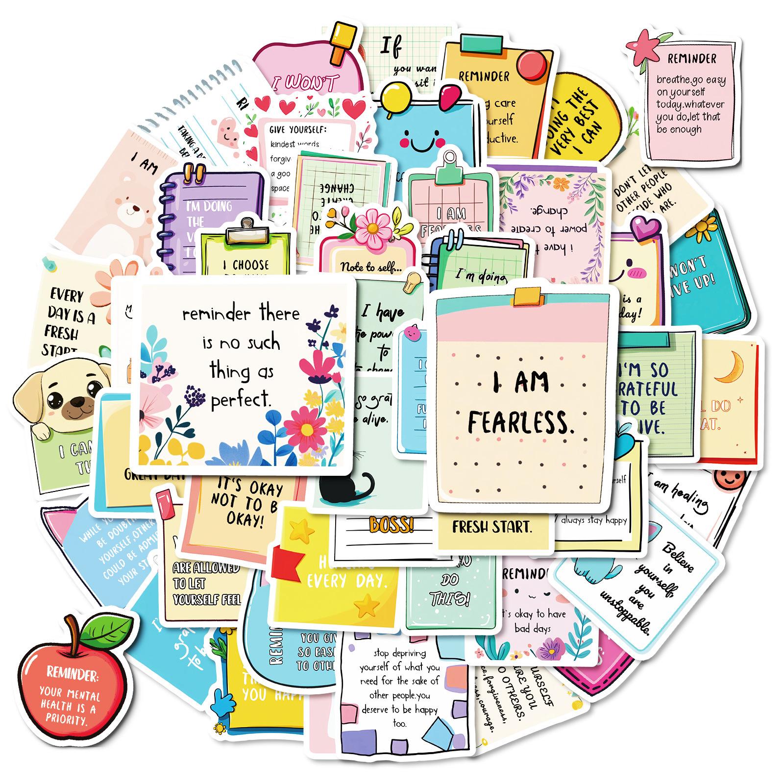 

Новые 50 наклеек для самоаффирмации в английском граффити, маленькие, свежие, милые, с текстовыми тегами, наклейки для ручной записи