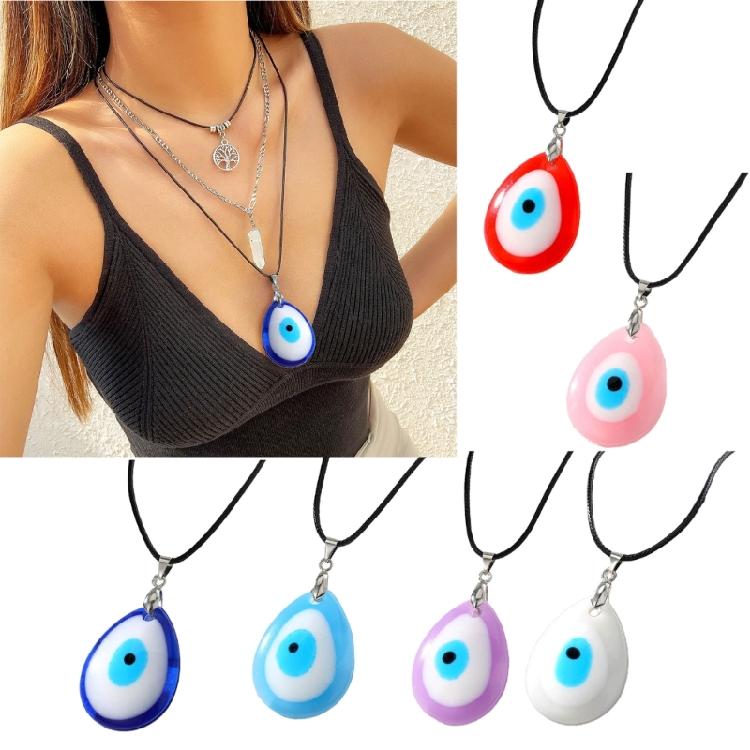 Trendy Blue Eye Necklace Eye Catching Resin Charm Necklace Pendant Necklace