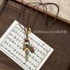 Bohemian wood beads beaded hollow round pendant necklace light luxury high-end sweater chain niche necklace accessories