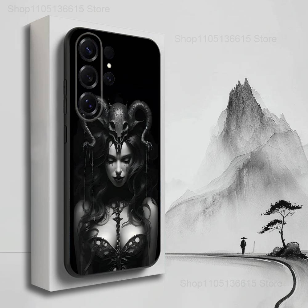 Gothic Art Witch Case For Samsung S22,S25,S20,S10,Plus,Ultra,S24,S23,FE,S21,S9,Lite,Soft Silicone Black