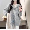 Women's Gray Knitted Hooded Cardigan - New Spring/Autumn Petite High-End Sweater Coat