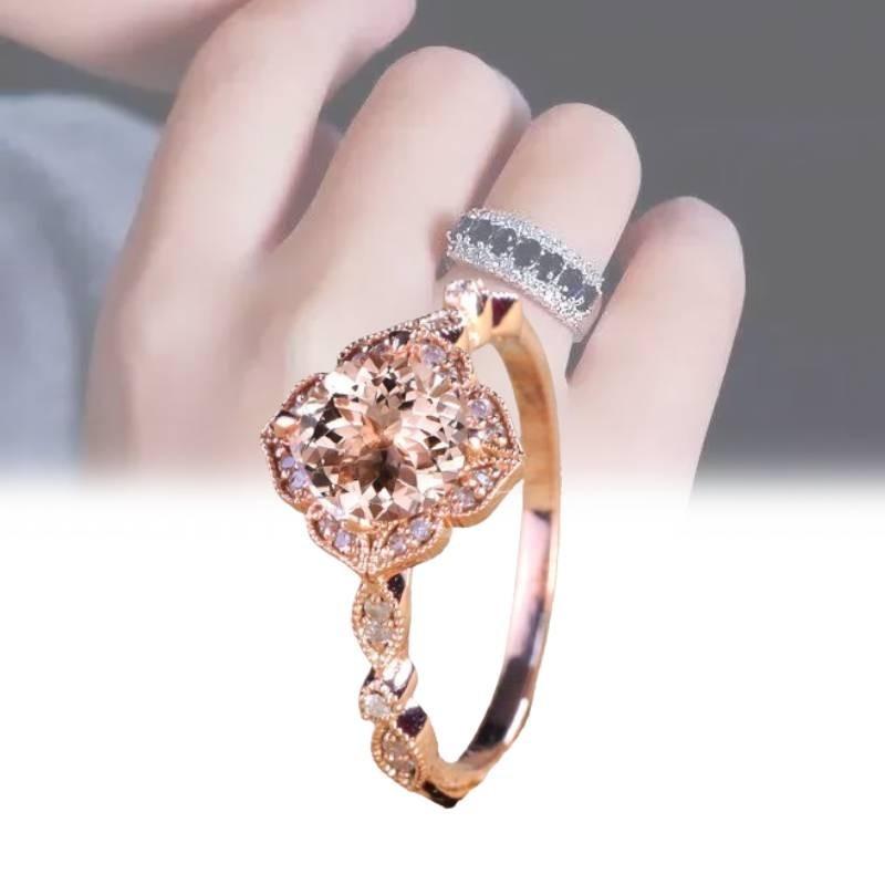 Elegant 18k Rose Gold Plated Zircon Princess Engagement Ring For Women In Sizes 6-10