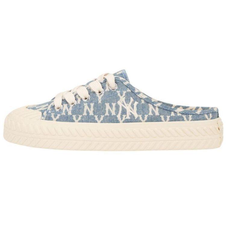 MLB Playball Mule Mono Denim Schnürung Rutschfest Strapazierfähig Low-Top Canvas Schuhe Unisex Sneaker Blau 32SHSD111-50U 38 white