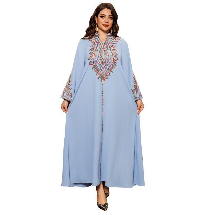 Middle East Robe Tourism Ethnic Style Loose Embroidery Dress Elegant Embroidered Dress