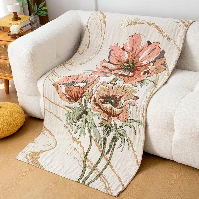 China Colored Jacquard Pure Cotton Four-Layer Gauze Bath Towel Men Women Extra-Large Adult Beach Towel Soft Absorbent