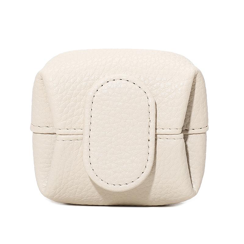 Solid-Color Mini Coin Storage Purse Leather Change Purse For Women Buckle Key Earphone Storage Bag For Outgoing Shopping
