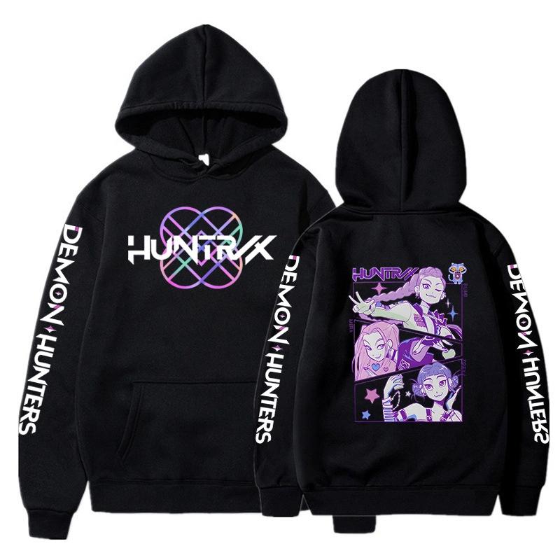 KPop Demon Hunters Fashion Hoodie Autumn Winter Women Casual Streetwear Y2K Long Sleeve Fleece Oversized Pullover Sweatshirts