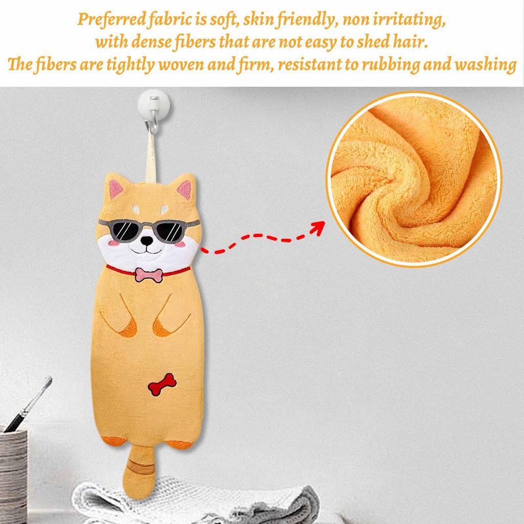 Cartoon Animal Hand Towel Can Be Hung To Wash Face Small Towel Soft Absorbent Kitchen Quick-drying Rag