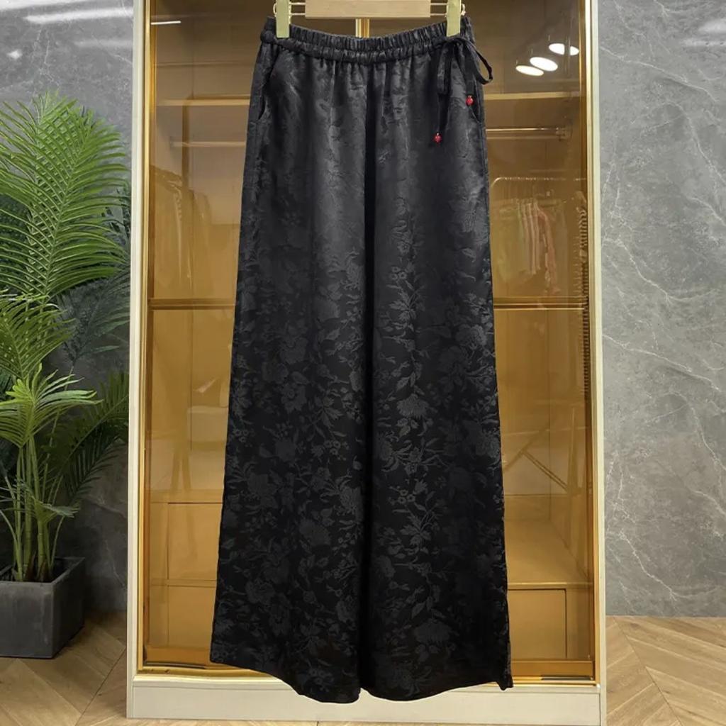 New Chinese Style Velvet Pants for Women In Springtime New Soft and Baggy Draping Narrow Version Straight Wide-leg Casual Pants