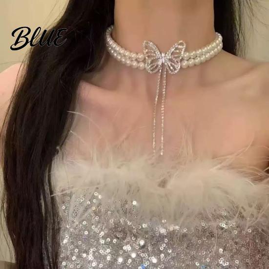 Fashion Faux Pearl Necklace Choker Women Elegant White Versatile Sparkling