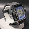 Used New Watch Richard Mille Type Quartz Homage Watch Rubber Tonneau Skeleton Black