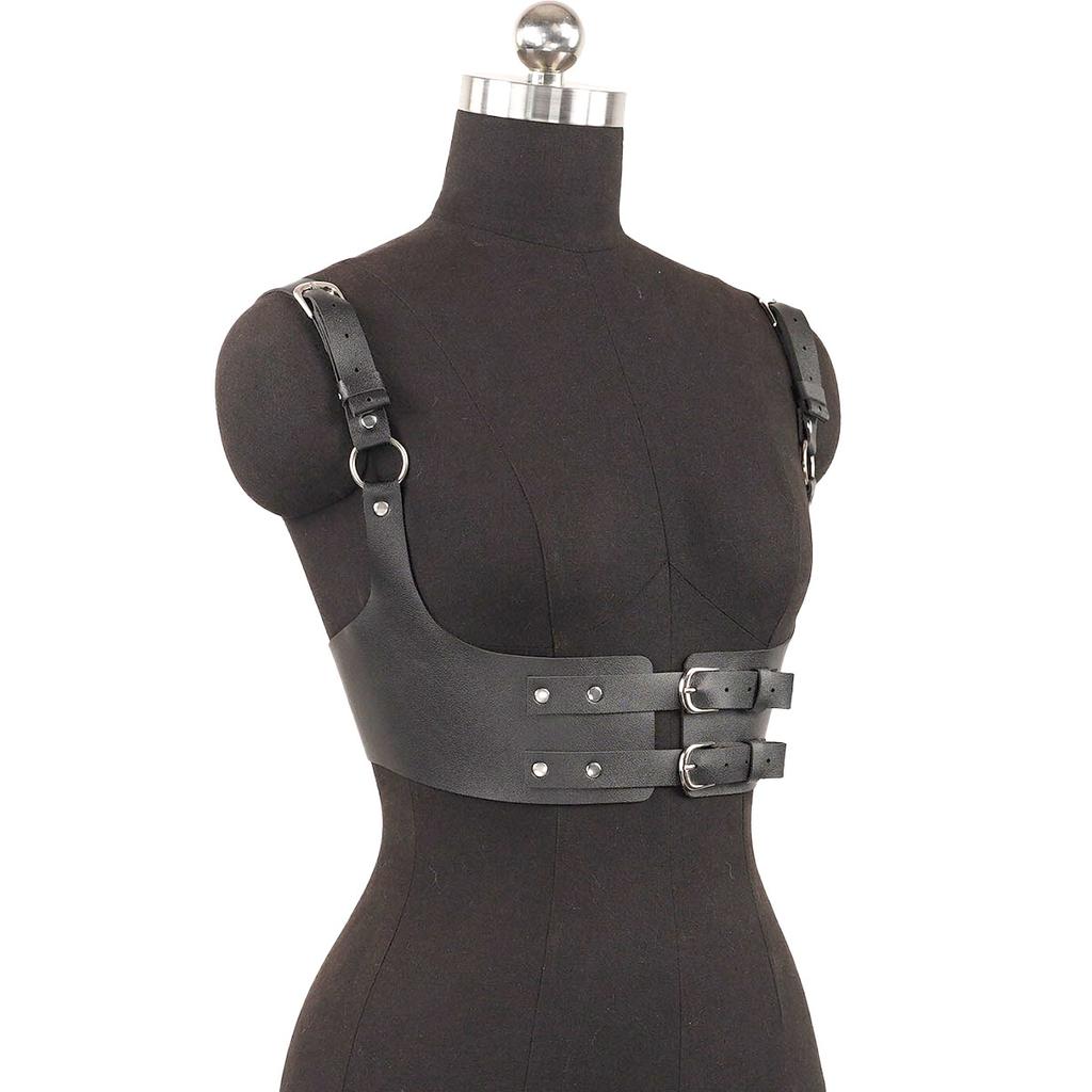 Leather Choke And Leather Cage Bra Harness Fashion Chest Harness Woman Rave Costume Beltleather Underbust Harness