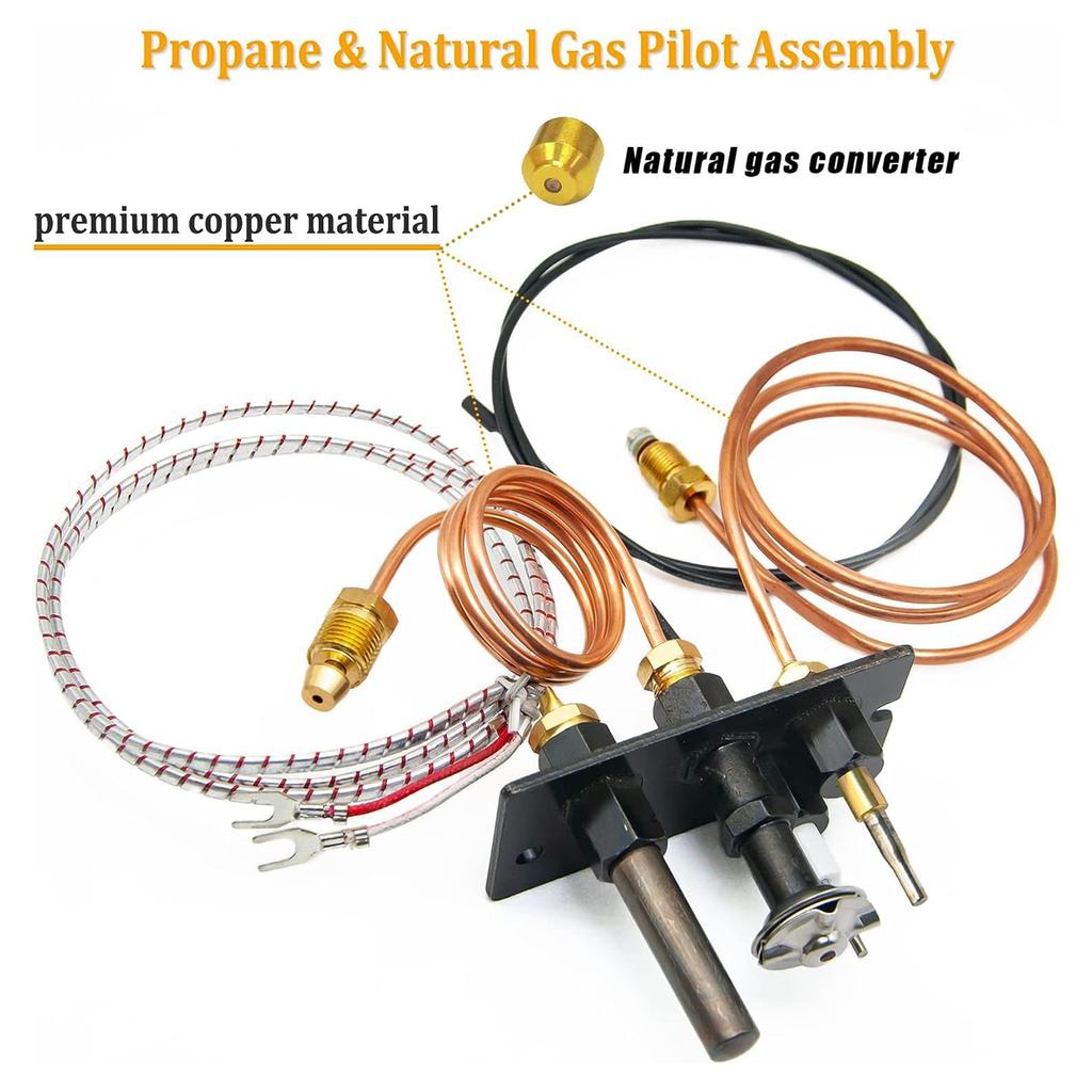 Propane Gas Pilots Assembly Compatible for Fireplaces 10002264 10002265 4021-736 485-510A 230-1781 69L17 with Thermopile