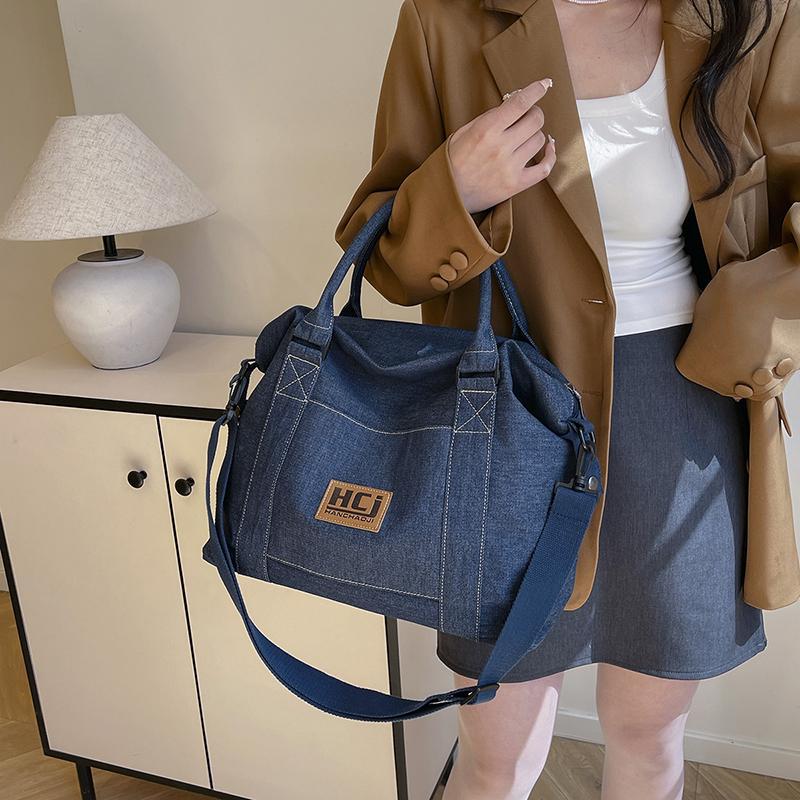 Torba Podróżna na Krótkie Dystanse Damska Torba Jeansowa o Dużej Pojemności na Ramię/Przez Ramię Torba Bagażowa